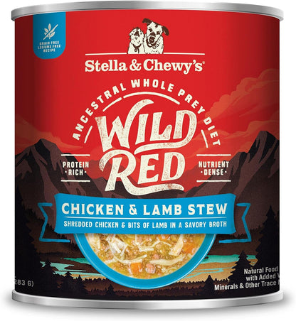 Healthy chicken and beef stew dog food topper with pumpkin for digestive health