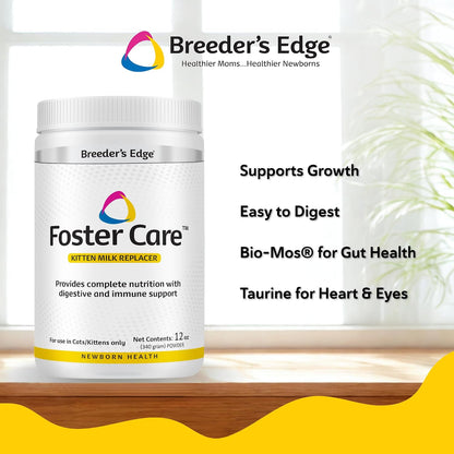 Breeder's Edge kitten formula showing Bio-Mos and taurine support label details
