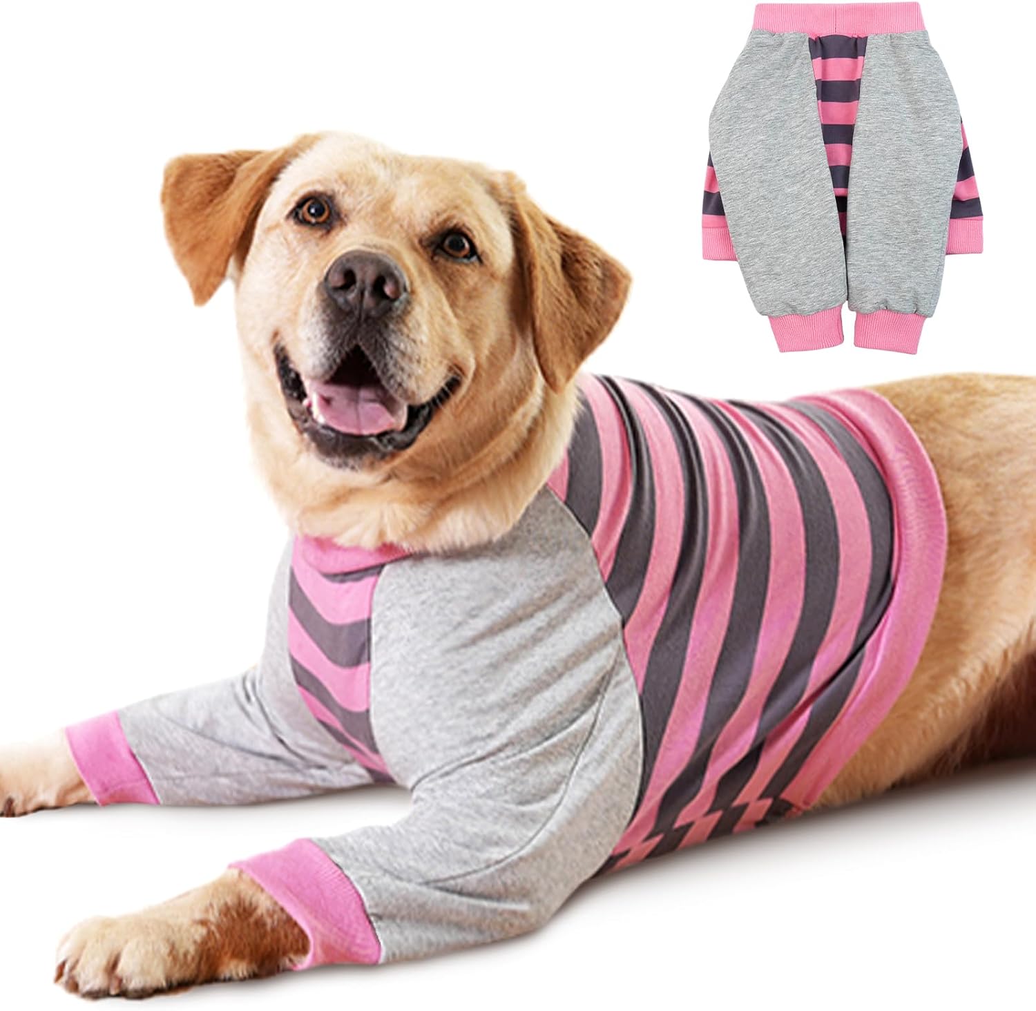 FUAMEY Dog Recovery Sleeve with Elbow Protector,Dogs Shirt Stop Licking Joints,Pet Long Sleeve Suit Protecting Dog's Front Leg Arm Wounds Cover Skin Conditions Blue Stripe XL - Image 10