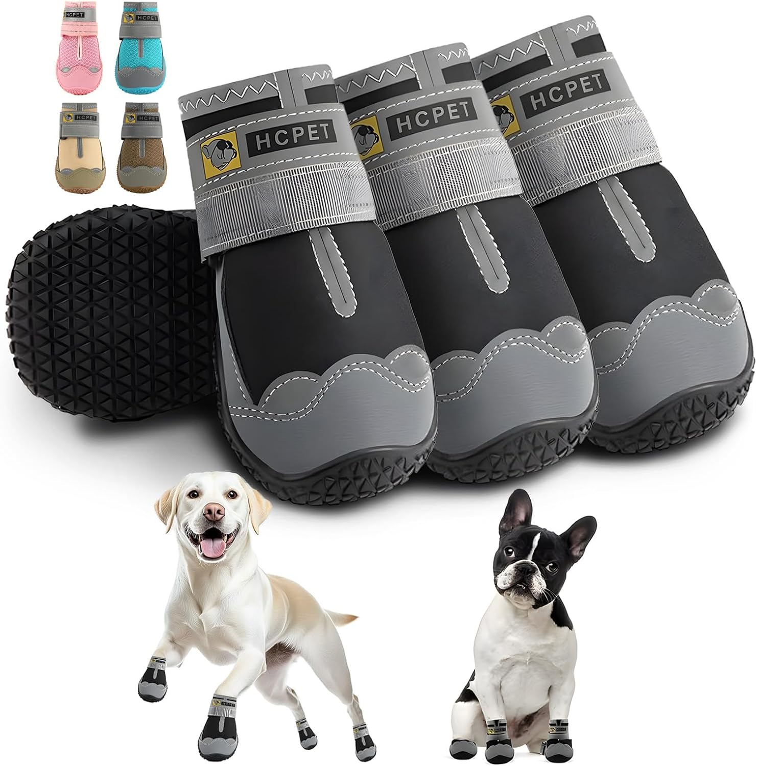 Hcpet Dog Shoes for Dogs, Dog Booties for Dogs, Anti-Slip Dog Boots & Paw Protectors for Hot Pavement Winter Snow Hiking with Reflective Straps Khaki Size 6, 4PCS - Image 15