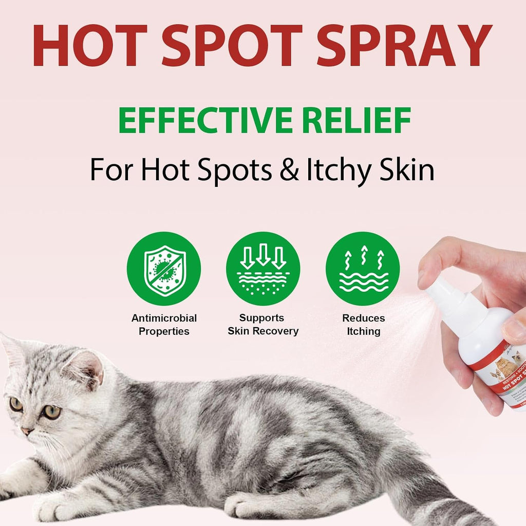 Natural anti itch spray for cats showing the premium packaging details.
