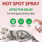 Natural anti itch spray for cats showing the premium packaging details.