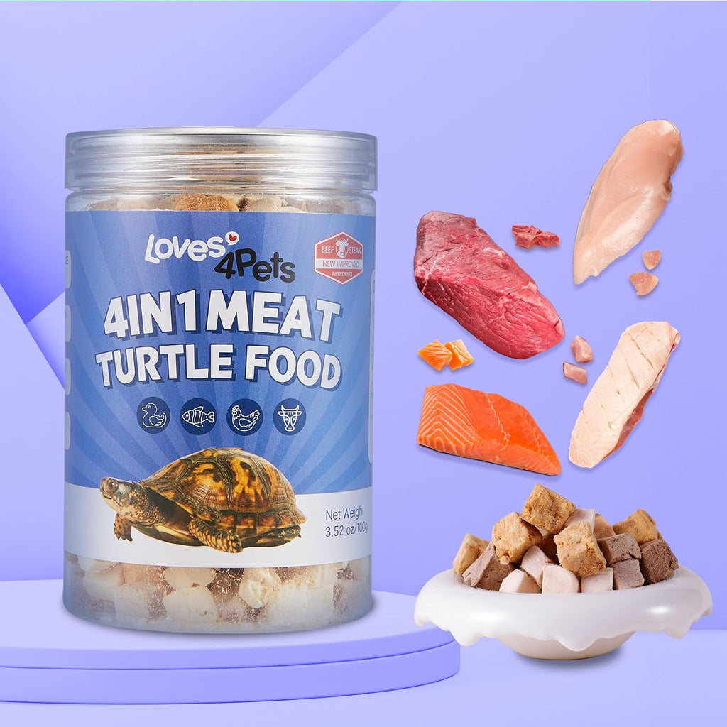 Loves4Pets natural lyophilized meat cubes for pet reptiles cats and dogs packed in a secure jar