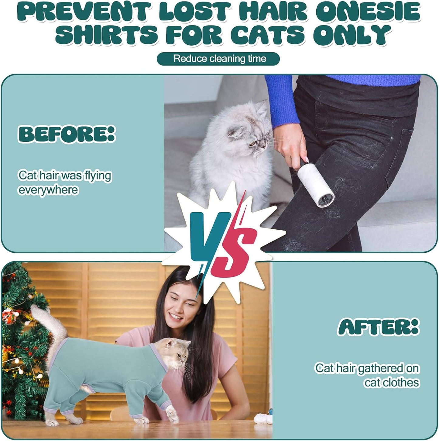 Stretchy cat pajamas showing full coverage for skin protection