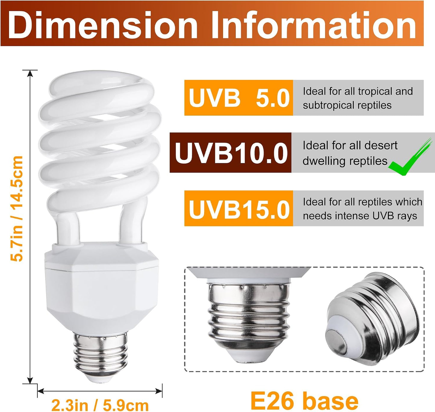 Jugbuy 23 Watt terrarium lamp highlighting the secure E26 screw base setup.