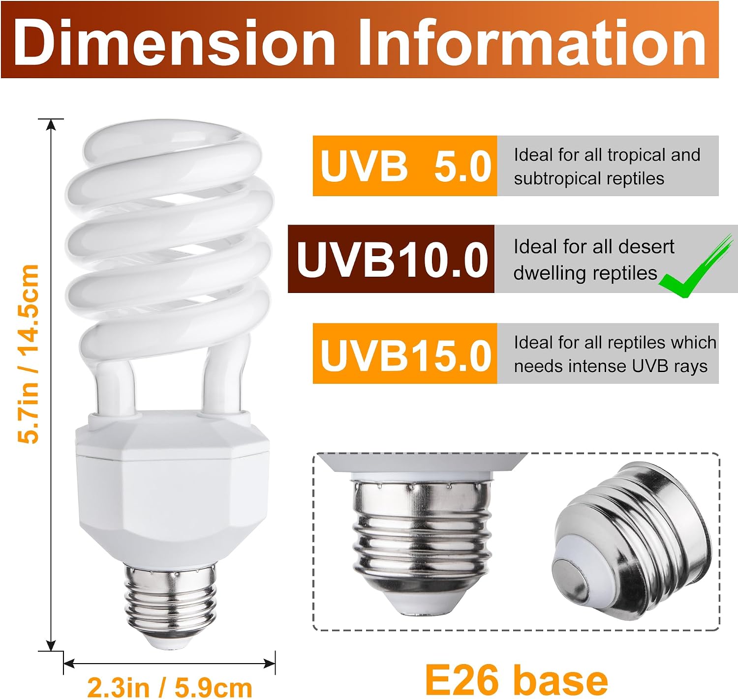 Jugbuy 23 Watt terrarium lamp highlighting the secure E26 screw base setup.