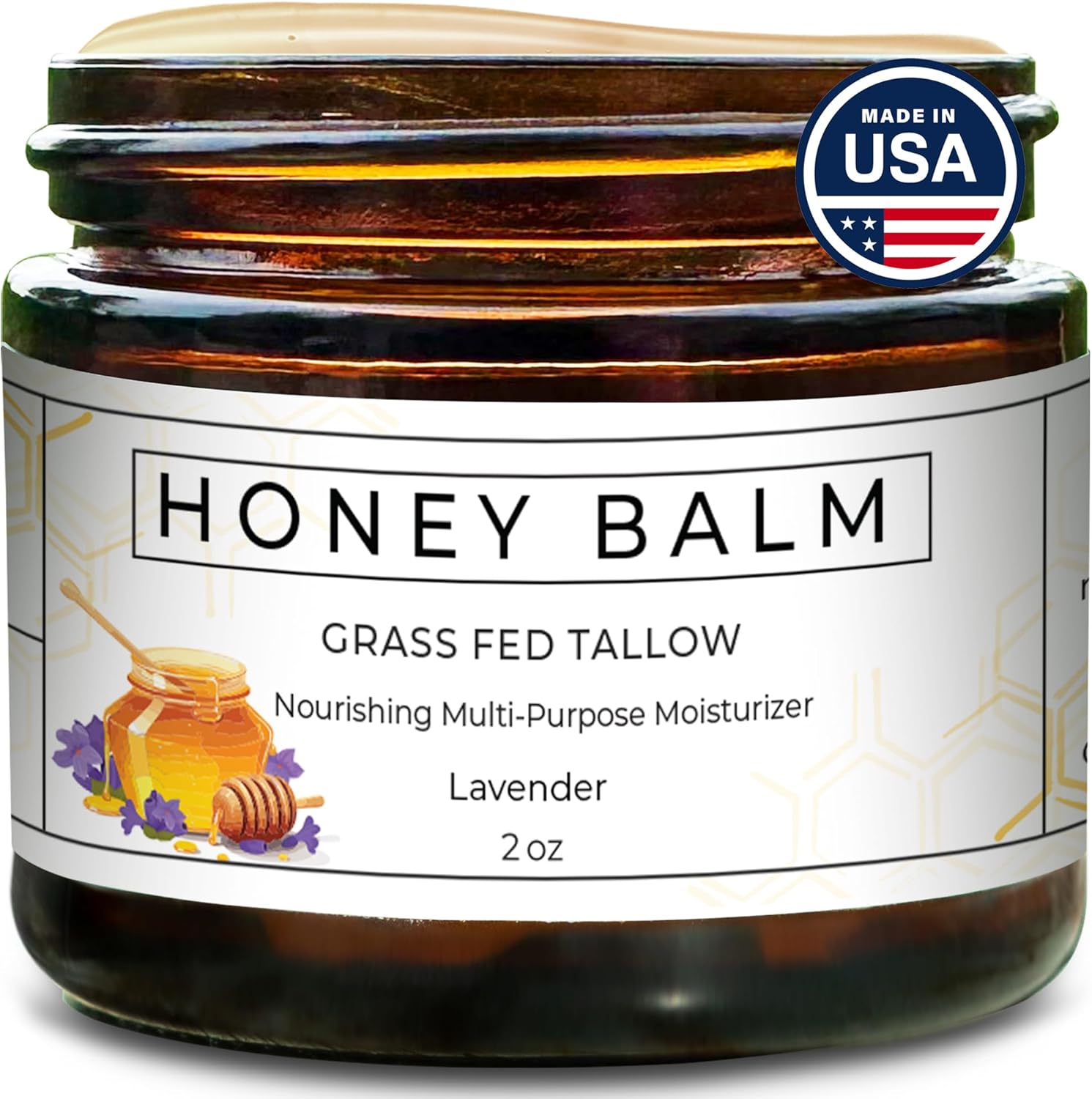 Really Good Blends Tallow Honey Balm Lavender jar front view
