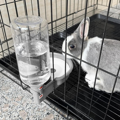 VANNON 16oz Pet Water Bottle, Gravity Dog Water Bowl Dispenser for Cage, Anti-Overflow Water Dispenser for Small Dogs, Cats, Rabbits and Other Small Animals, BPA Free, Grey - Image 8