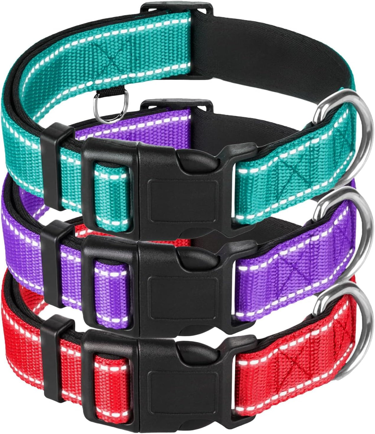TECEUM Reflective Dog Collar - Aquamarine - M - Extra Soft Padding - Basic Nylon Pet Collar - Quick Release Buckle - Fits Small, Medium and Large Dogs, Puppies, Cats - ESA & Service Dog Options - Image 13