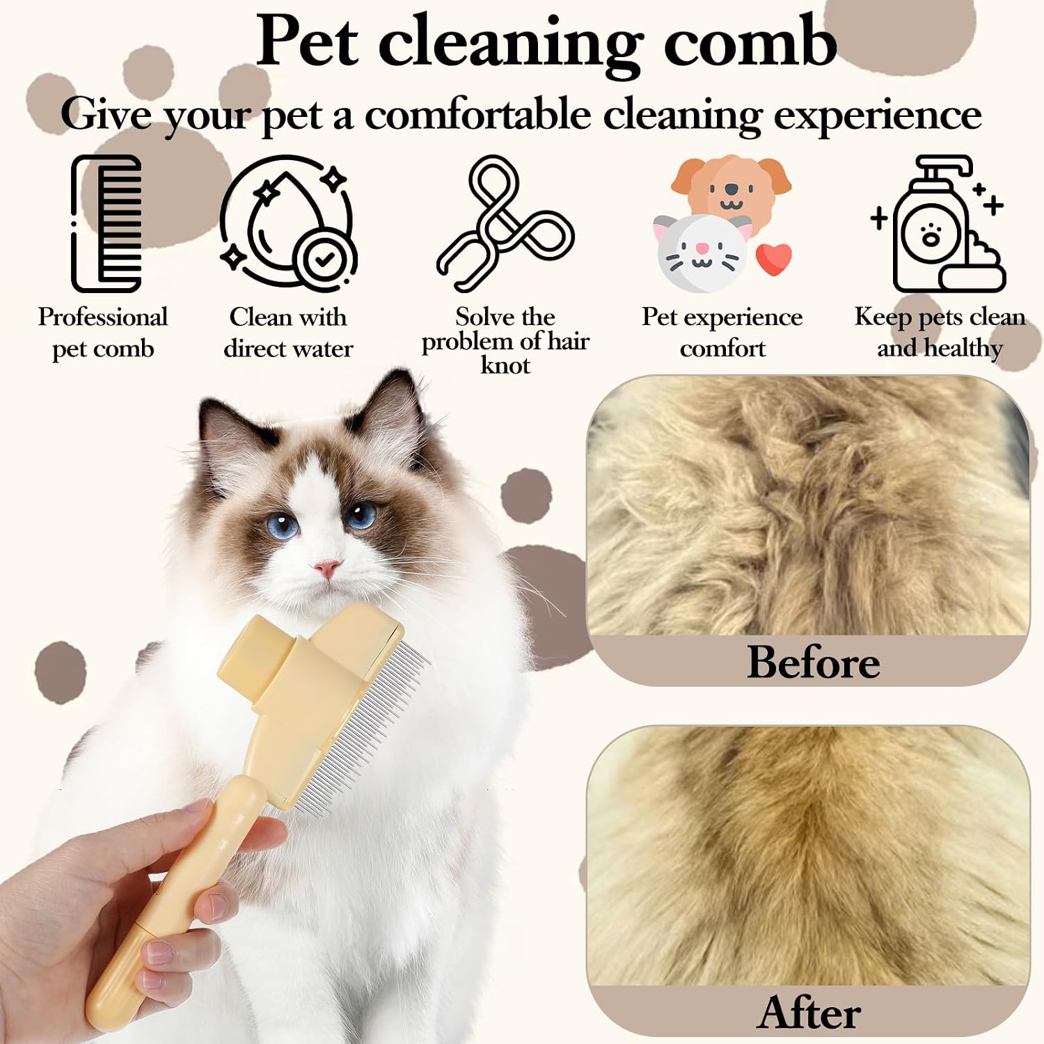 Holyenten pet dander and flea removal comb detail view