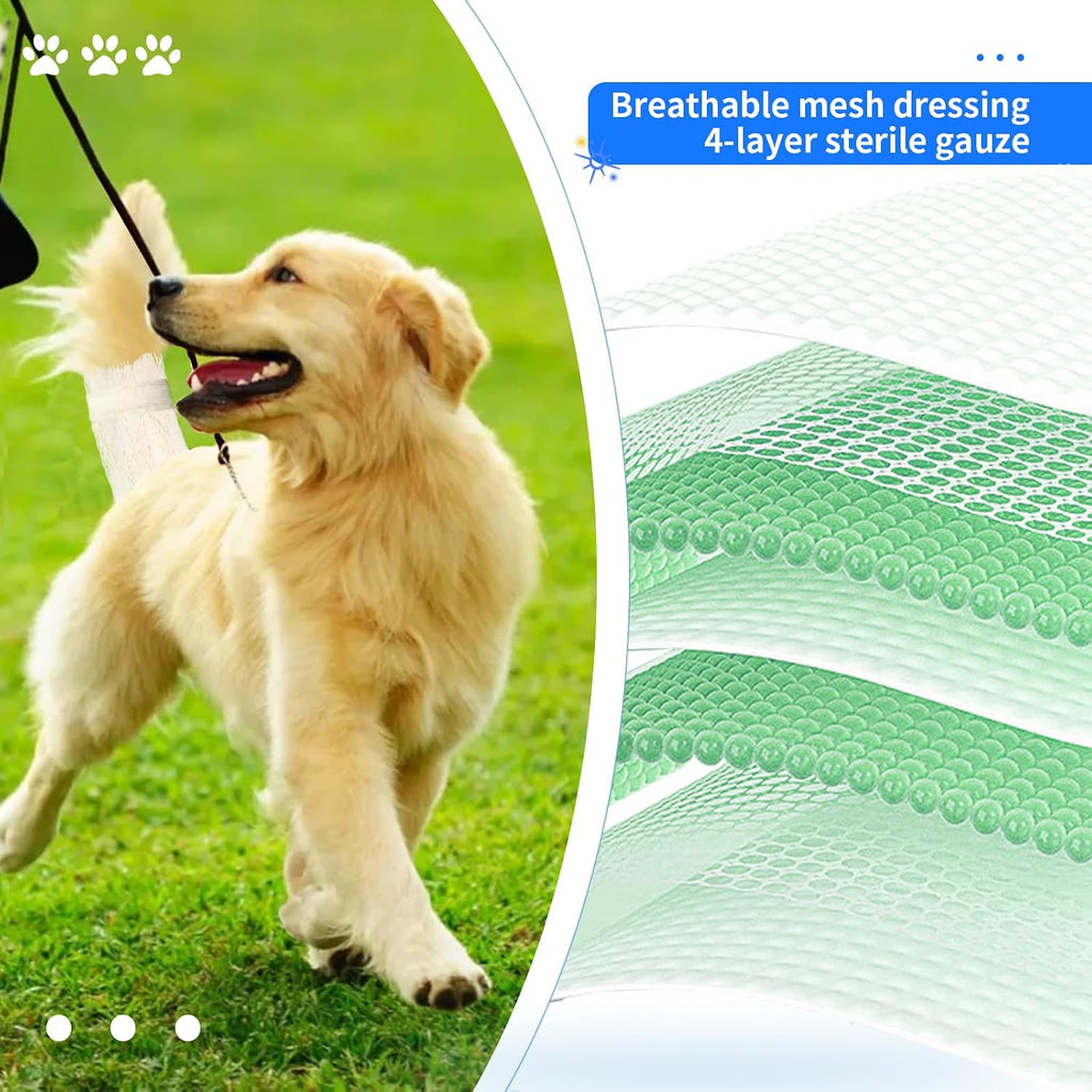 Sterile gauze swabs included in Fexichuji dog injury kit