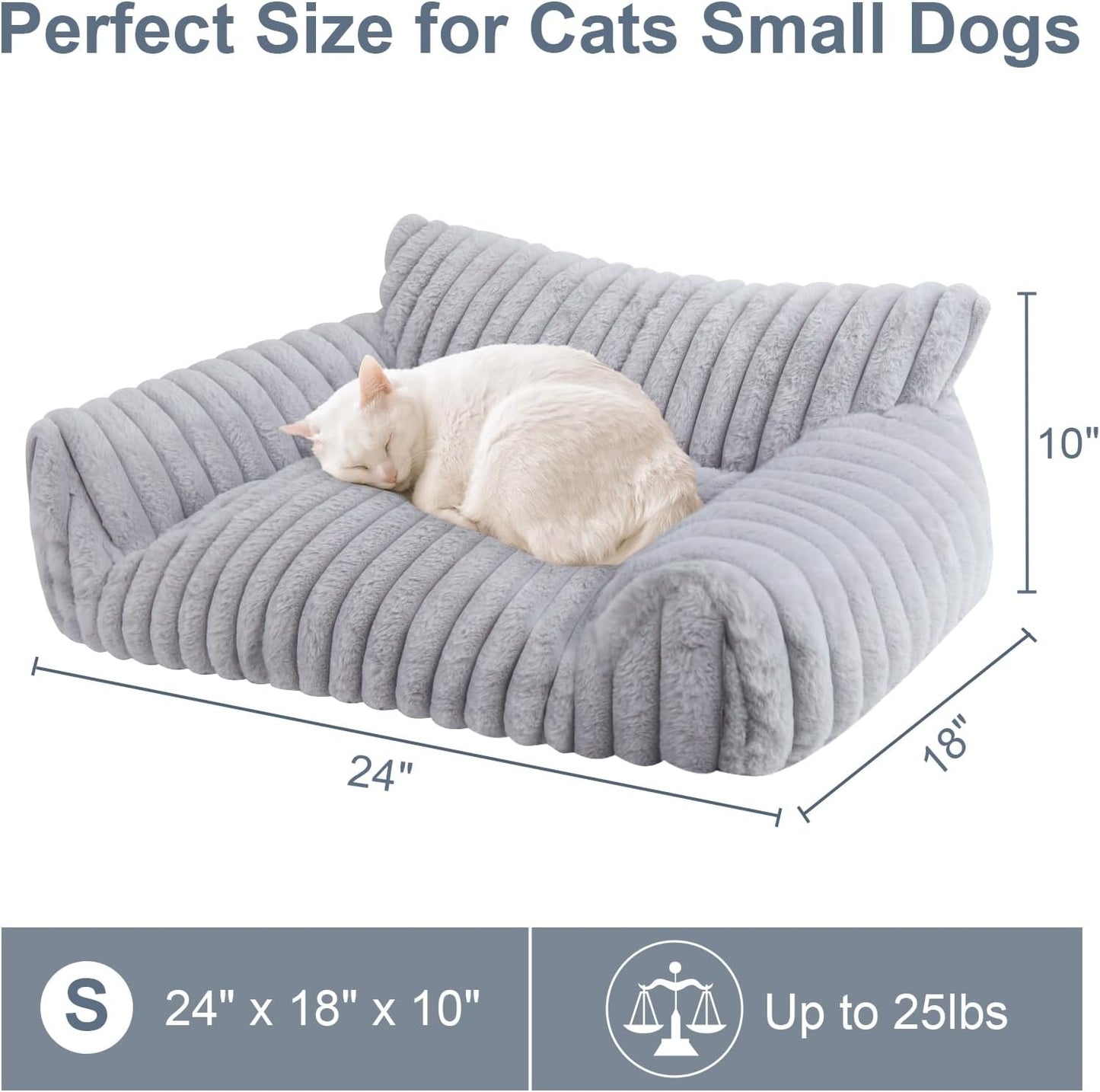 Washable cover feature on cat couch bed