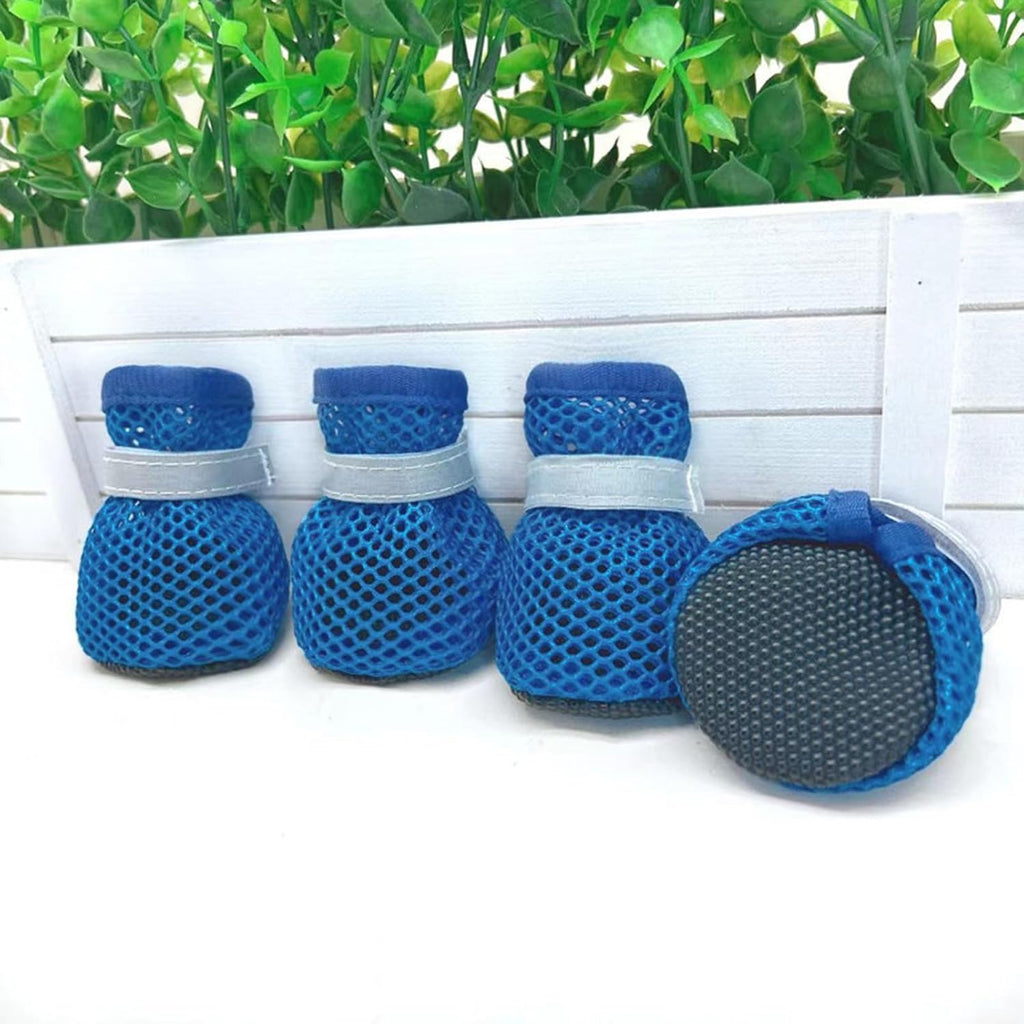 Top view of blue breathable puppy sandals