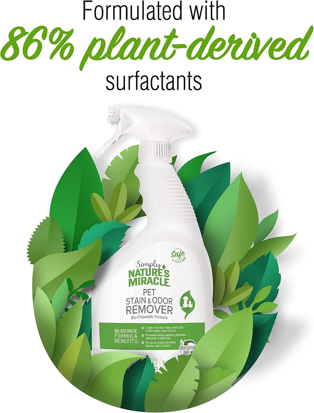 Back label of Nature's Miracle 32 Ounce stain remover showing directions
