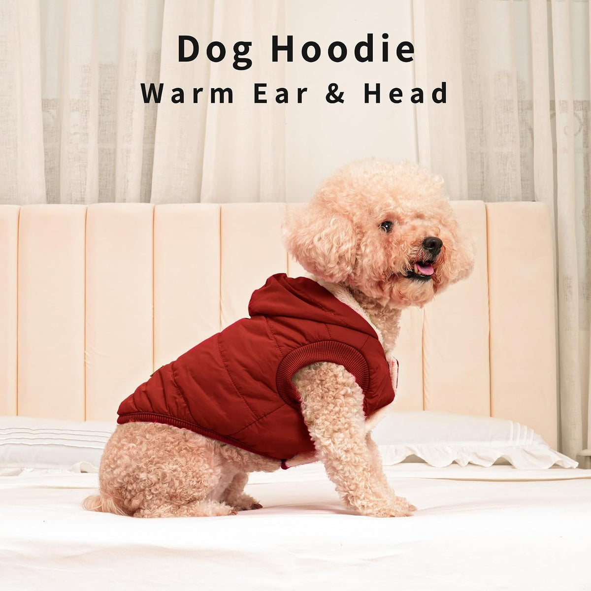 Vecomfy Fleece Lining Extra Warm Dog Hoodie in Winter,Small Dog Jacket Puppy Coats with Hooded,Red S - Image 8