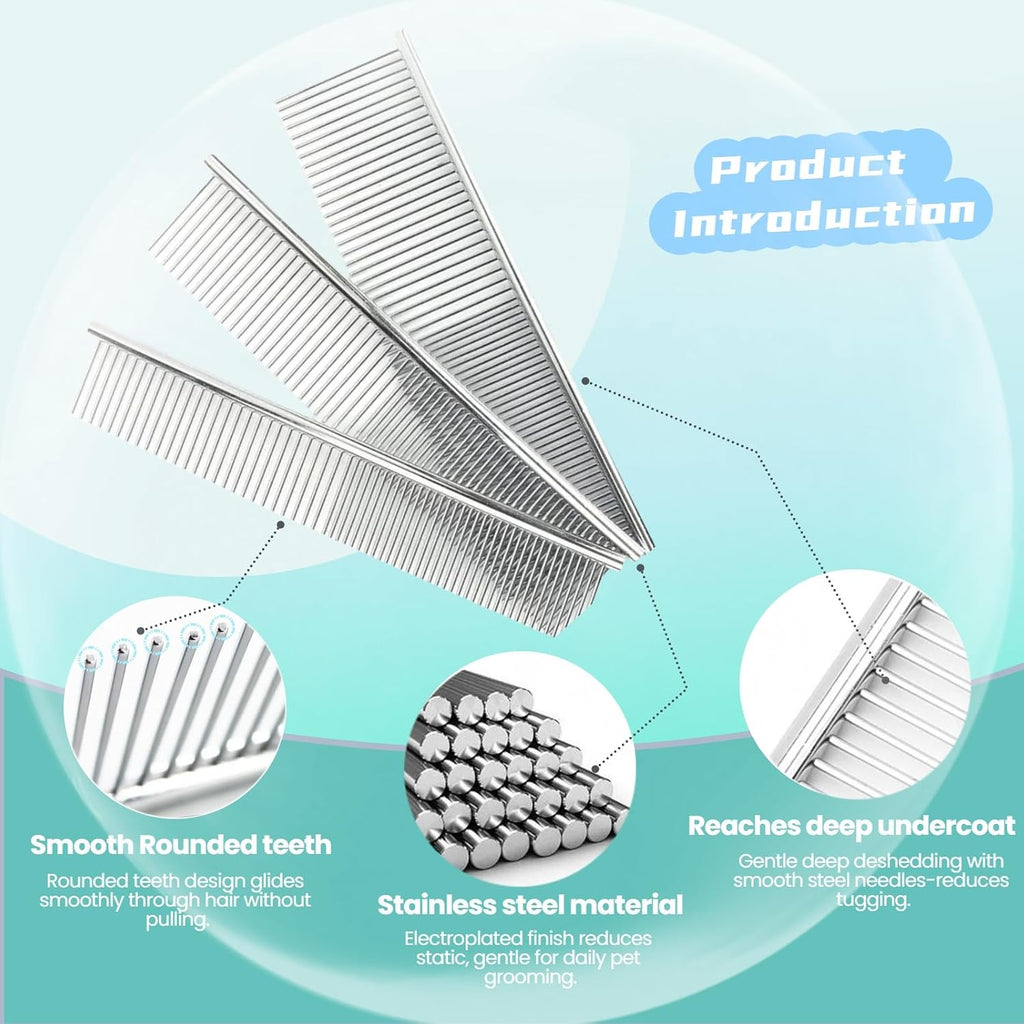 Pet grooming comb showing dense and sparse tooth spacing