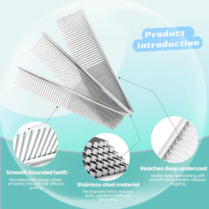 Pet grooming comb showing dense and sparse tooth spacing
