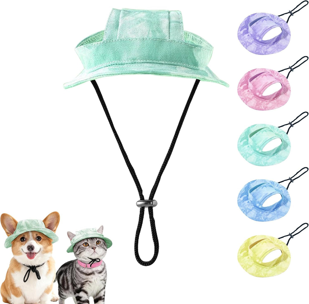 Small dog outdoor summer accessory blue bucket hat
