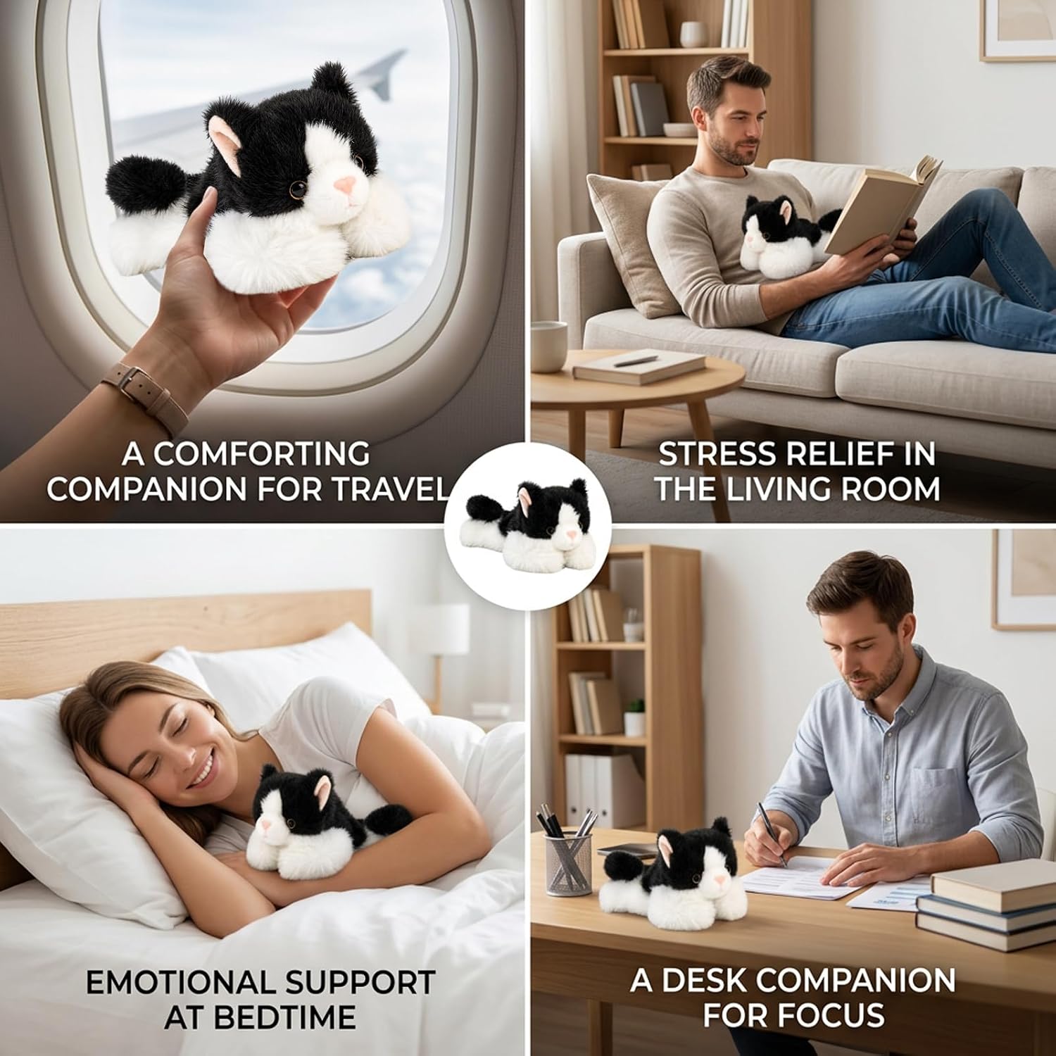 CZFDHP black and white cat plush gift packaging view