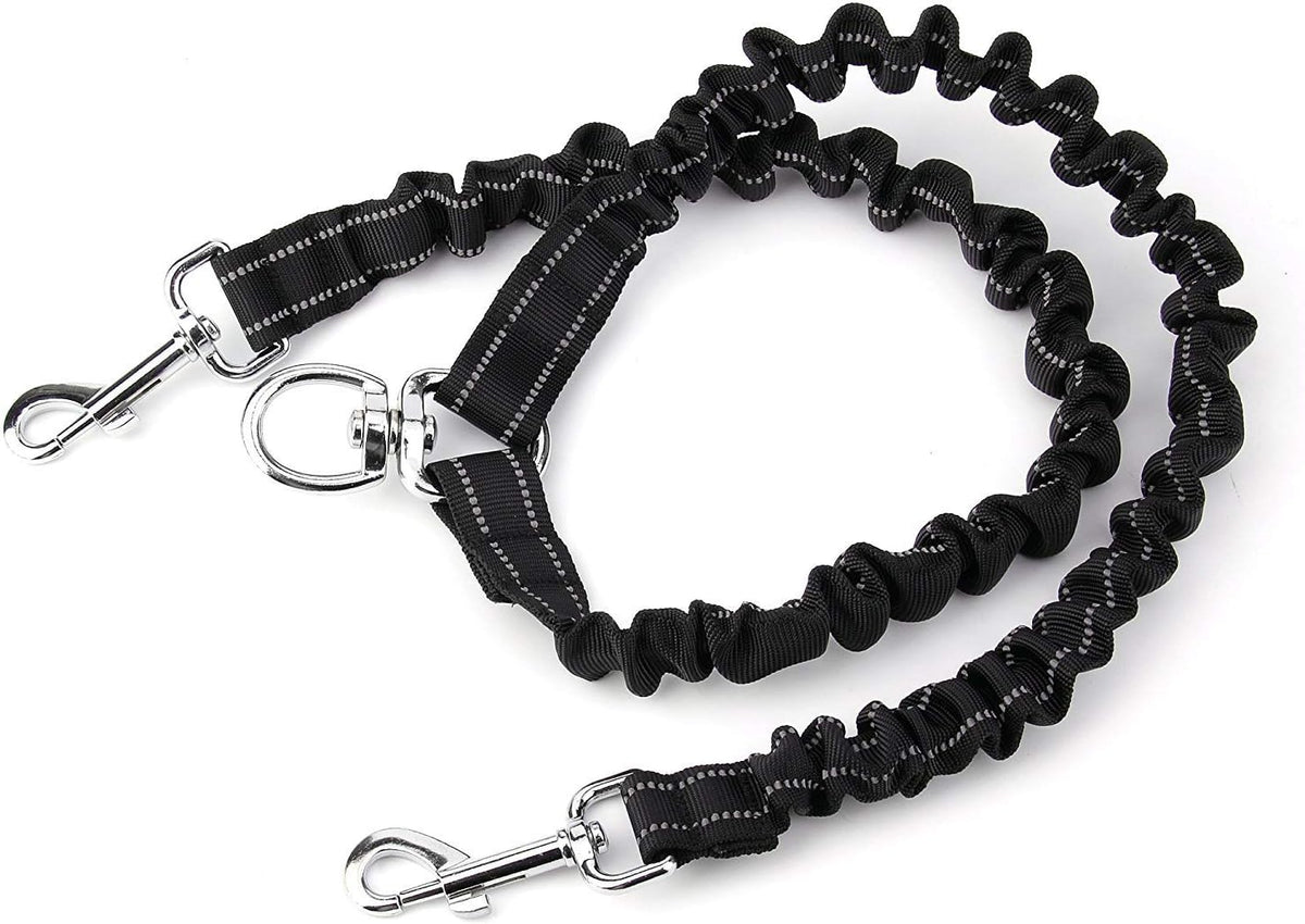 VANVENE black dual pet leash for small medium and large dogs