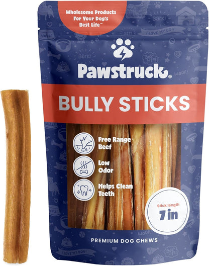 Pawstruck Natural 5-8" Bully Sticks for Dogs - Best Long-Lasting, Rawhide-Free, Low Odor Dental Chew Treat - Healthy Single Ingredient, 100% Real Beef - 8 oz Bag - Packaging May Vary - Image 13