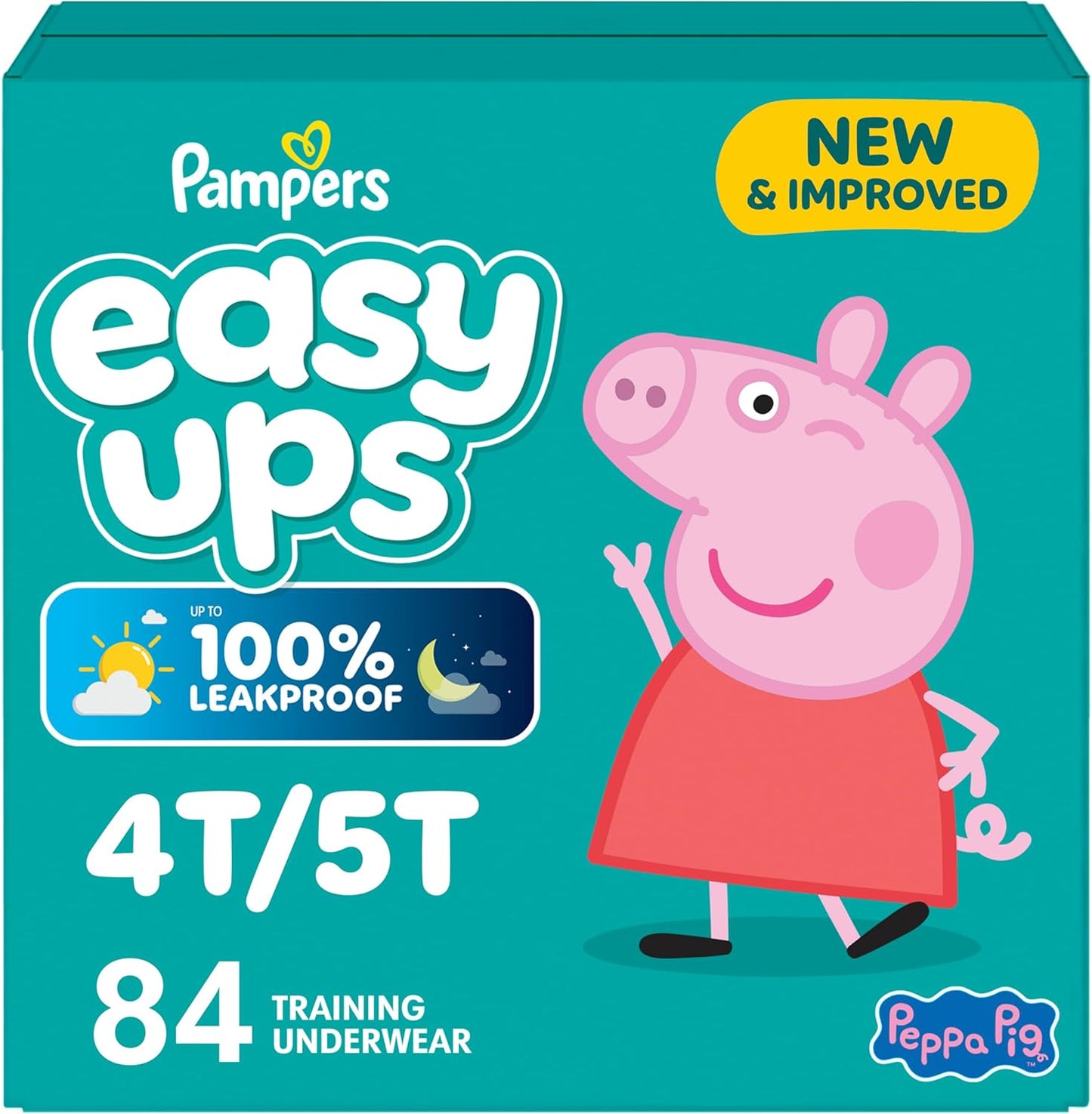 Easy Ups Girls & Boys Potty Training Pants, Size 5T-6T, 84 Count, Peppa Absorbent Training Underwear, Up to 100% Leakproof Day and Night, Hypoallergenic (Packaging May Vary) - Image 1