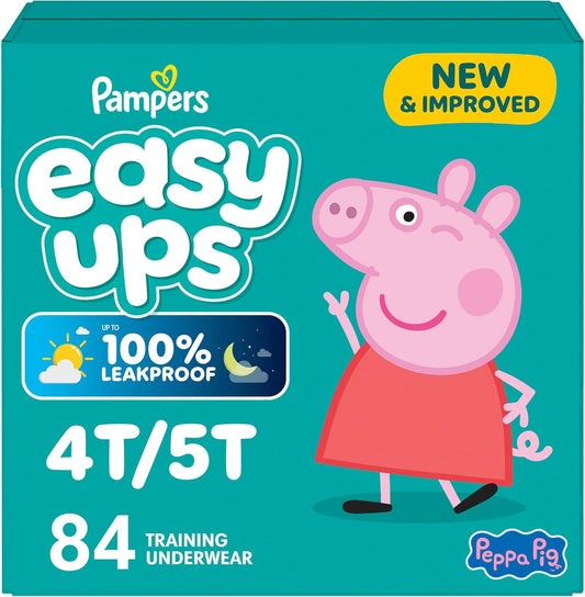 Easy Ups Girls & Boys Potty Training Pants, Size 5T-6T, 84 Count, Peppa Absorbent Training Underwear, Up to 100% Leakproof Day and Night, Hypoallergenic (Packaging May Vary) - Image 1