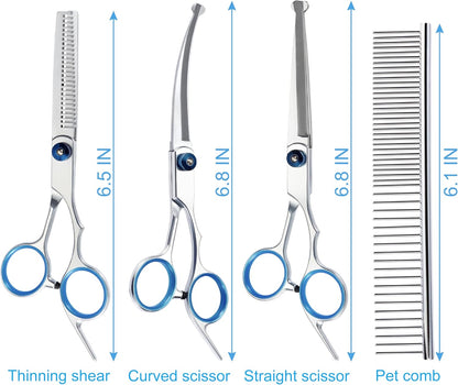 Ergonomic pet scissors handle showing the noise reducing rubber buffer design.