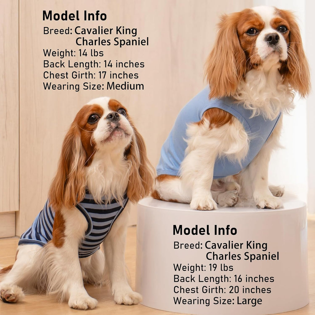 KYEESE 2Pack Dog Shirt, Soft Striped Dogs T Shirts, Lightweight Doggie Tank Top Cat Clothes, Sleeveless Dog Shirt for Small Dogs, Stretchy Pet Vest, Dark Blue, Medium - Image 8