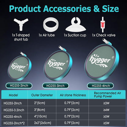 Hygger nano micropore bubbler stone submerged stably at the bottom of a tank