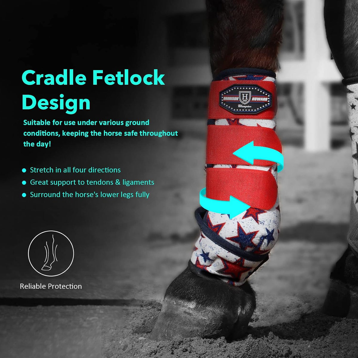 Underneath view of the heavy duty impact resistant lining on athletic horse boots