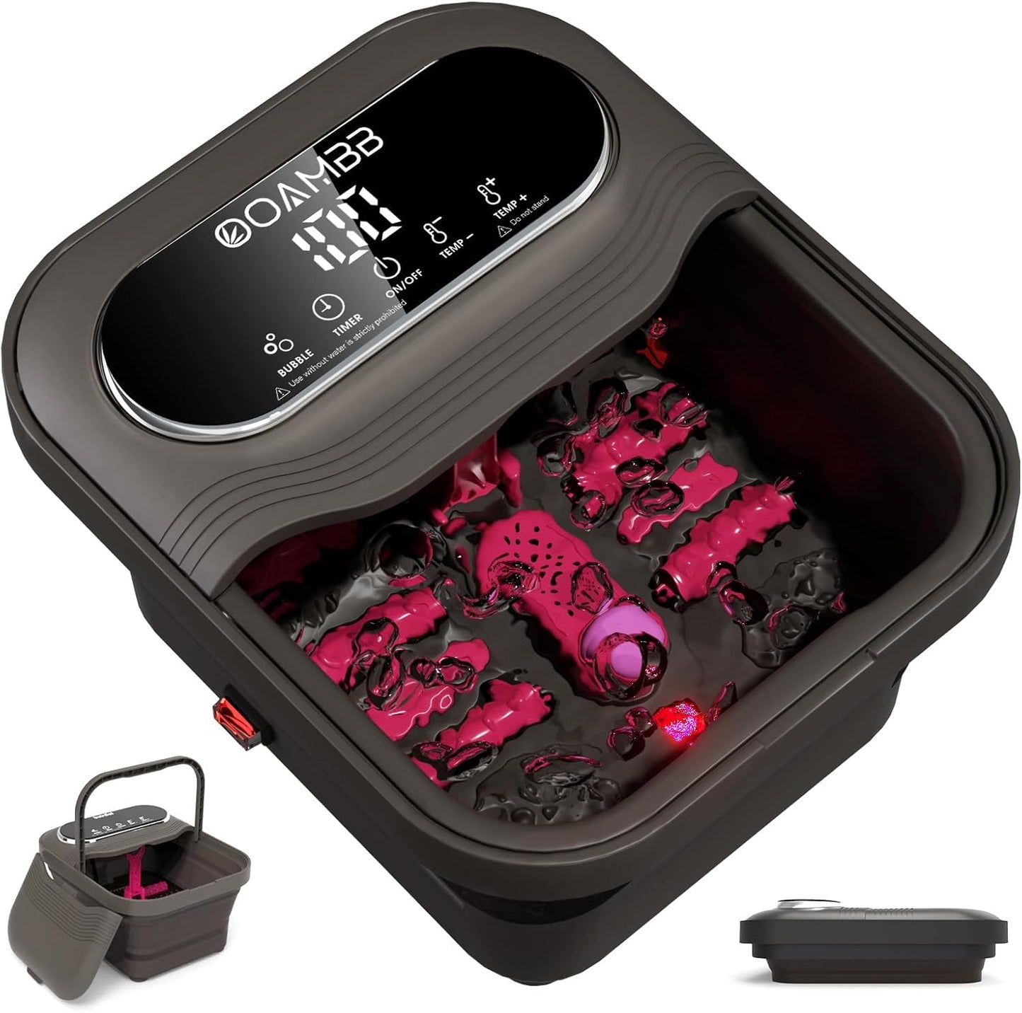 Ooambb collapsible foot spa front view with touch screen