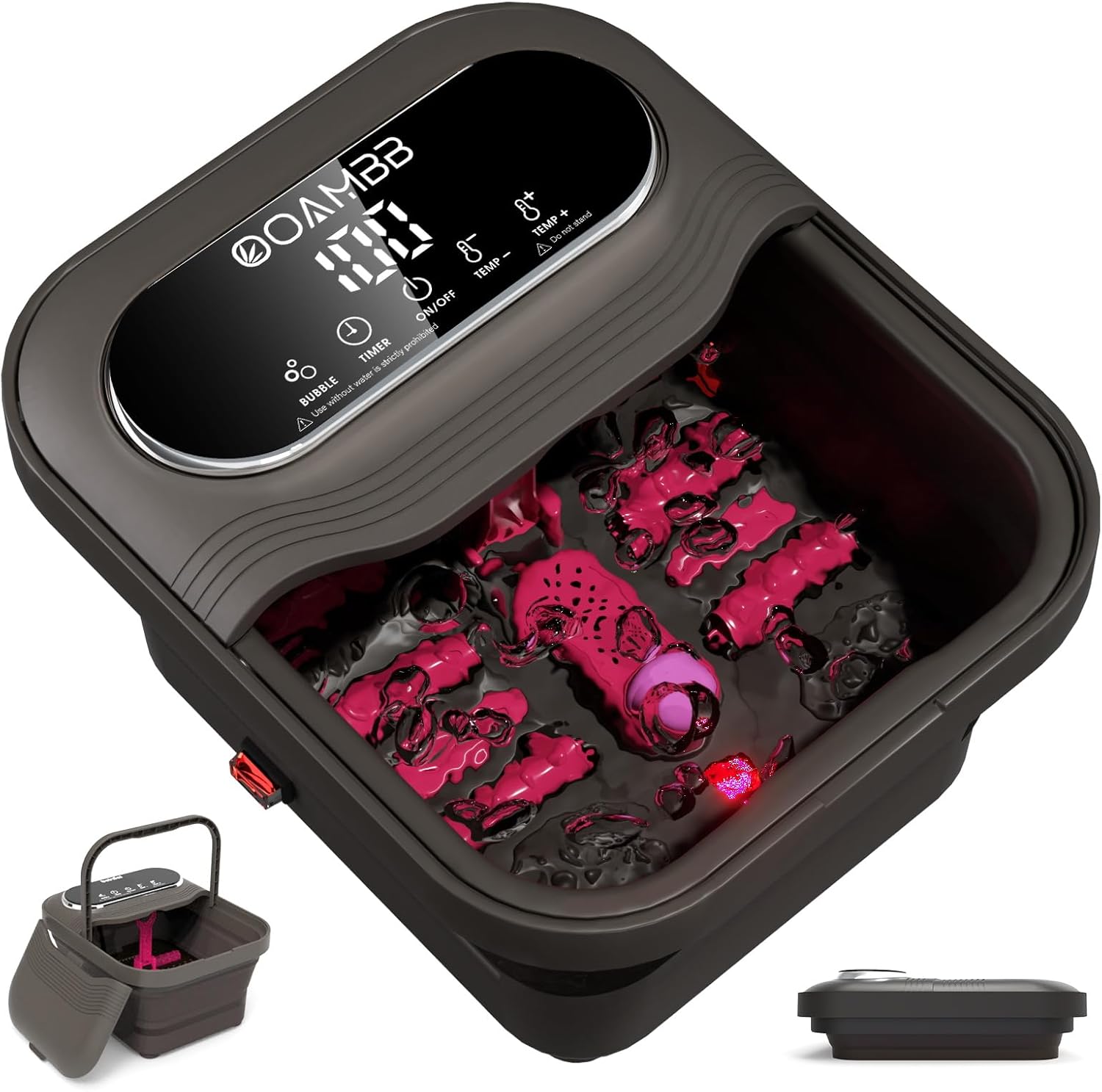 Ooambb collapsible foot spa front view with touch screen