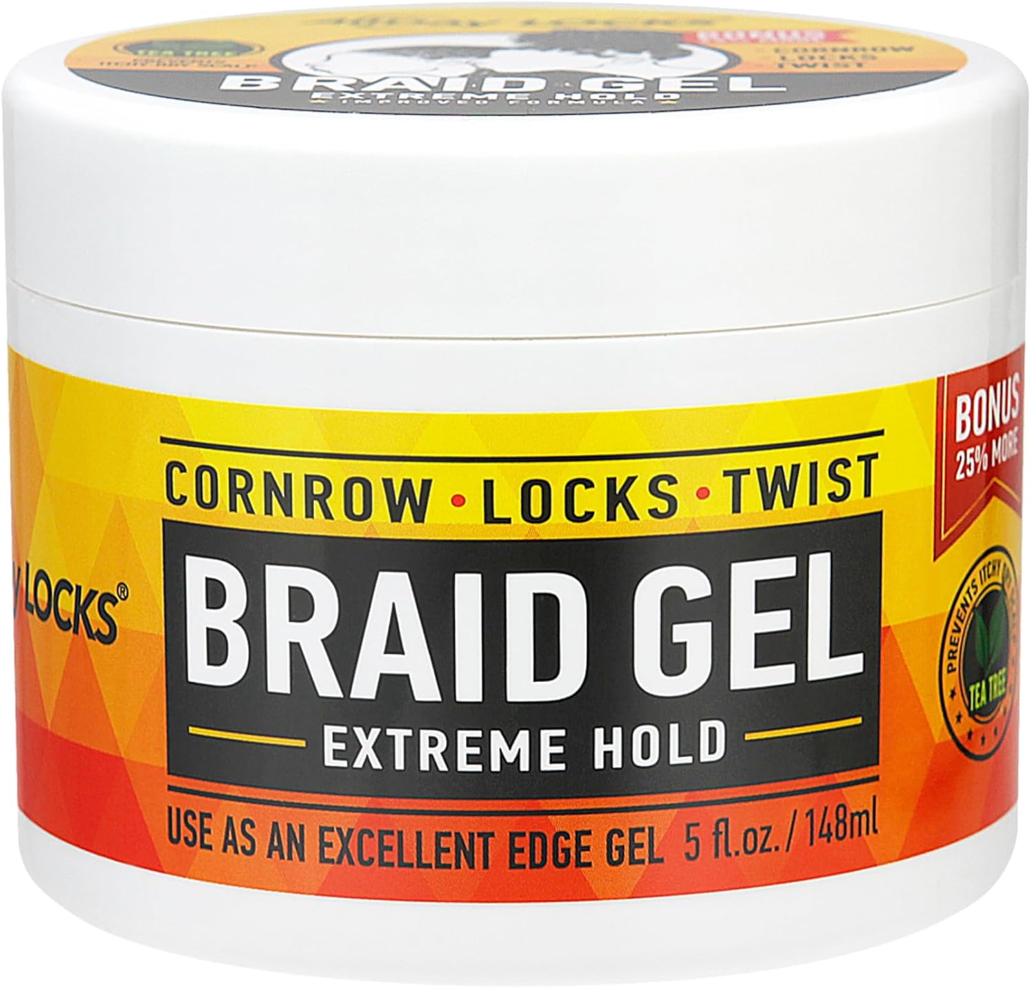 AllDay Locks Braid Gel Extreme Hold 5 Ounce jar front view showing packaging details.