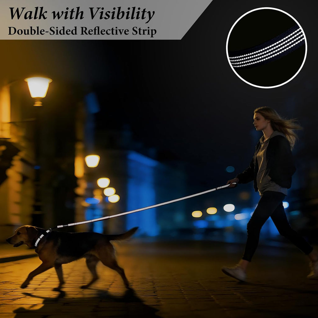 APAKBAK dual handle leash showcasing the full six feet length layout for medium and large dogs.