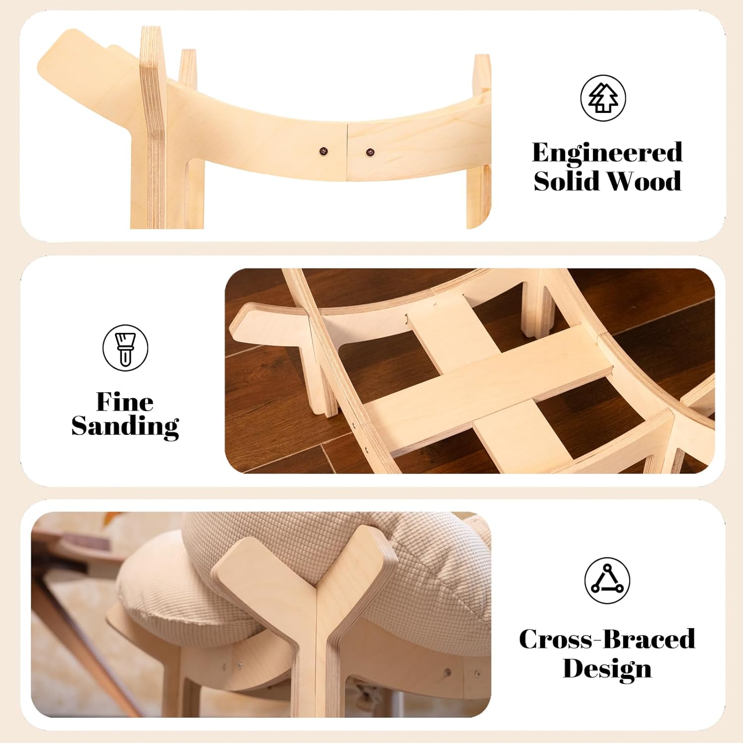 Raised kitty lounge chair with sturdy wooden frame