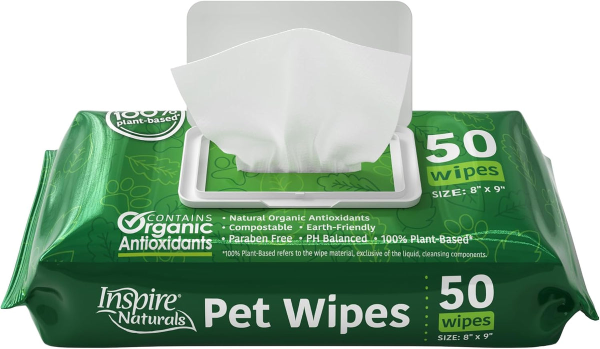 Inspire Naturals Pet Wipes for Dogs and Cats 100% Natural Plant Based with Organic Antioxidants, Dog Wipe Cleaning Deodorizing | Cat Wipes | Puppy Wipes | Dog Wipes for Paws and Butt (200ct - 4 Pack) - Image 10