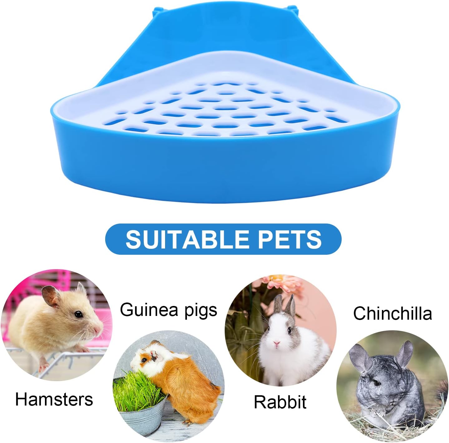 Small pet corner litter box with secure hooks