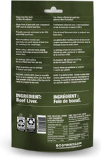 PureBites freeze dried raw beef liver trainers showing miniature treat sizes for small dogs