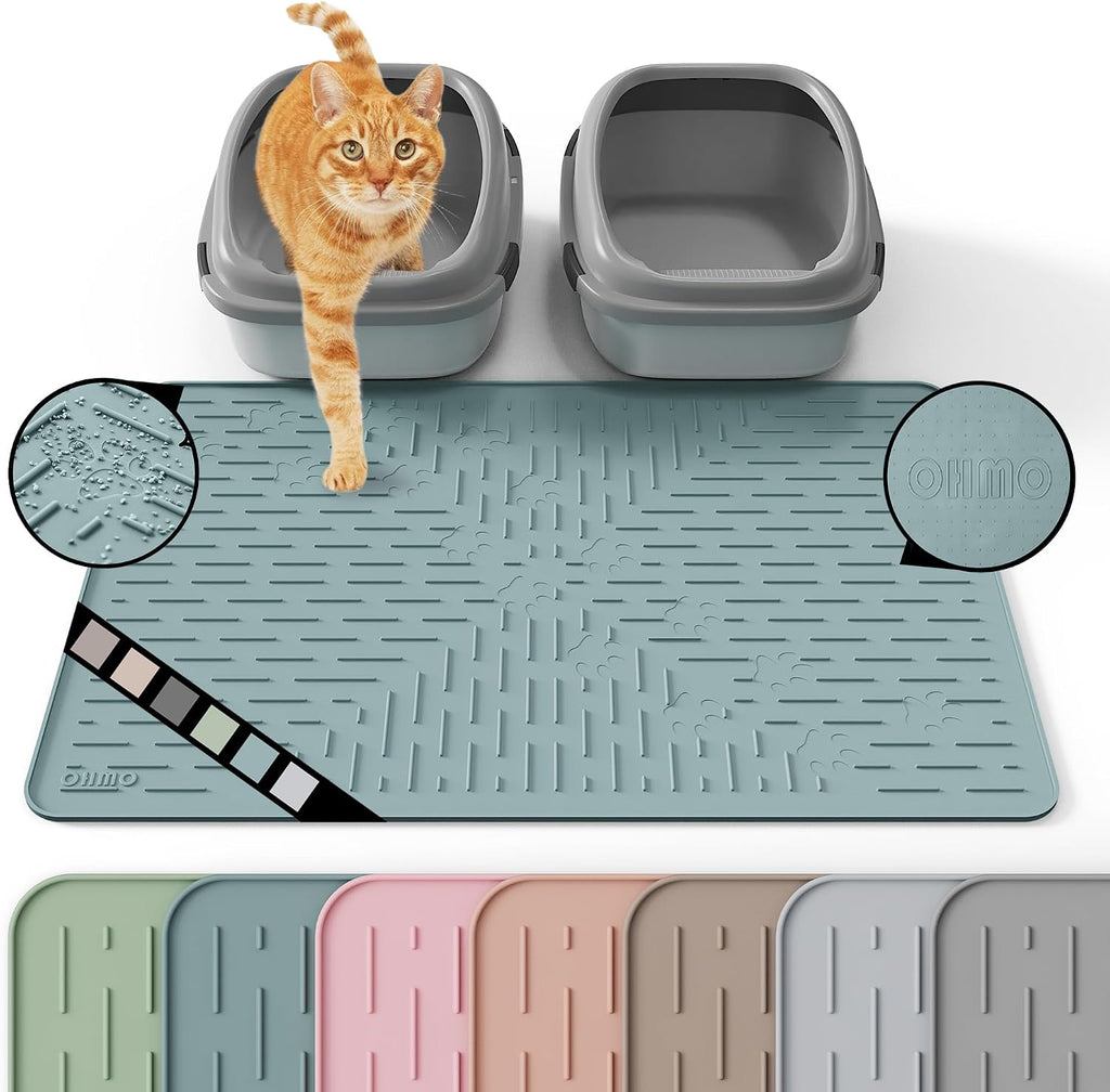 Cat Litter Mat Large Trapping Mat Premium Silicone Rubber 23.5x16" Sage Green, Waterproof and BPA Free Kitty Litter Box Mat, Easy to Clean and Keeps the Floor Tidy - Image 15