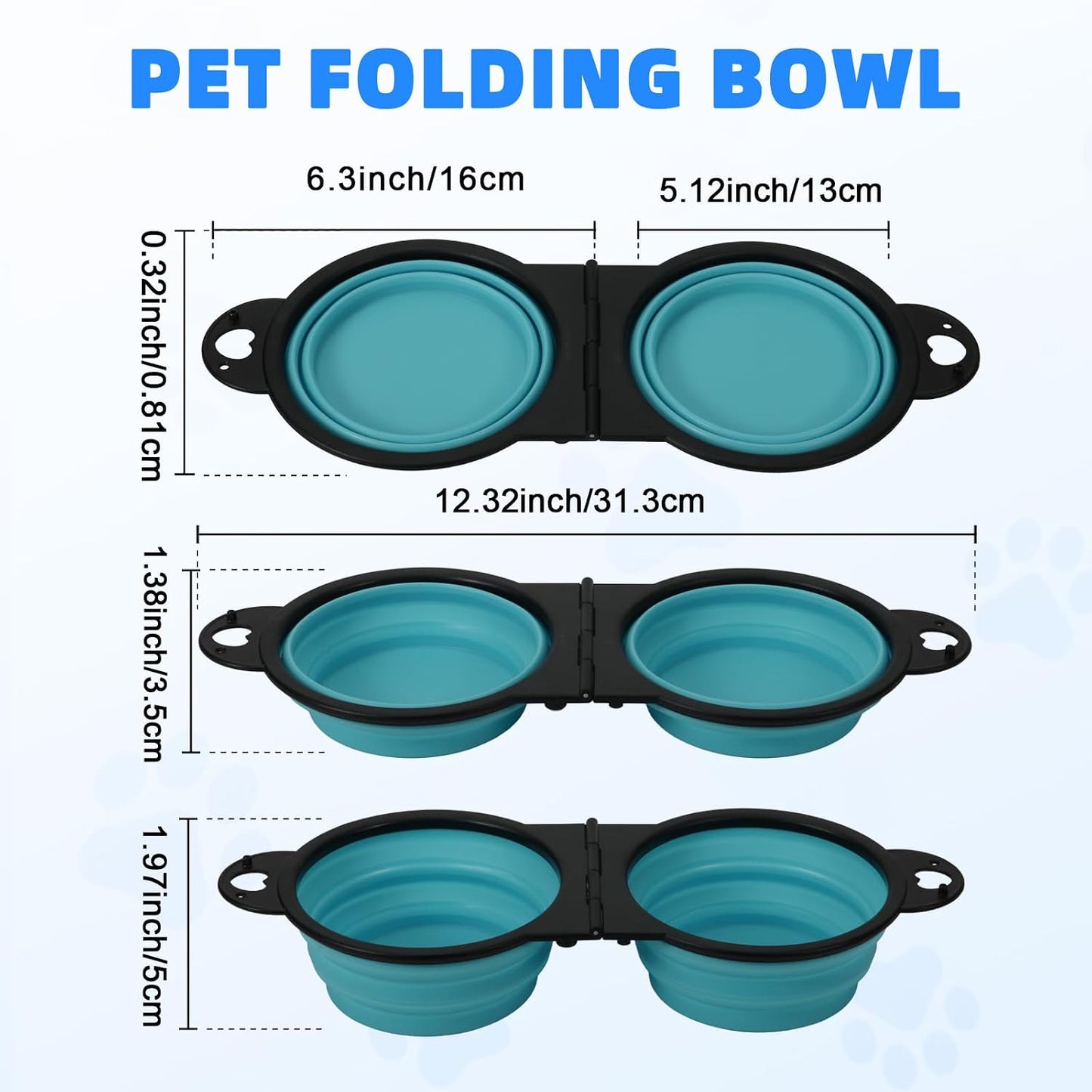 HDhqzm foldable dog bowl with locking clip engaged for maximum stability.