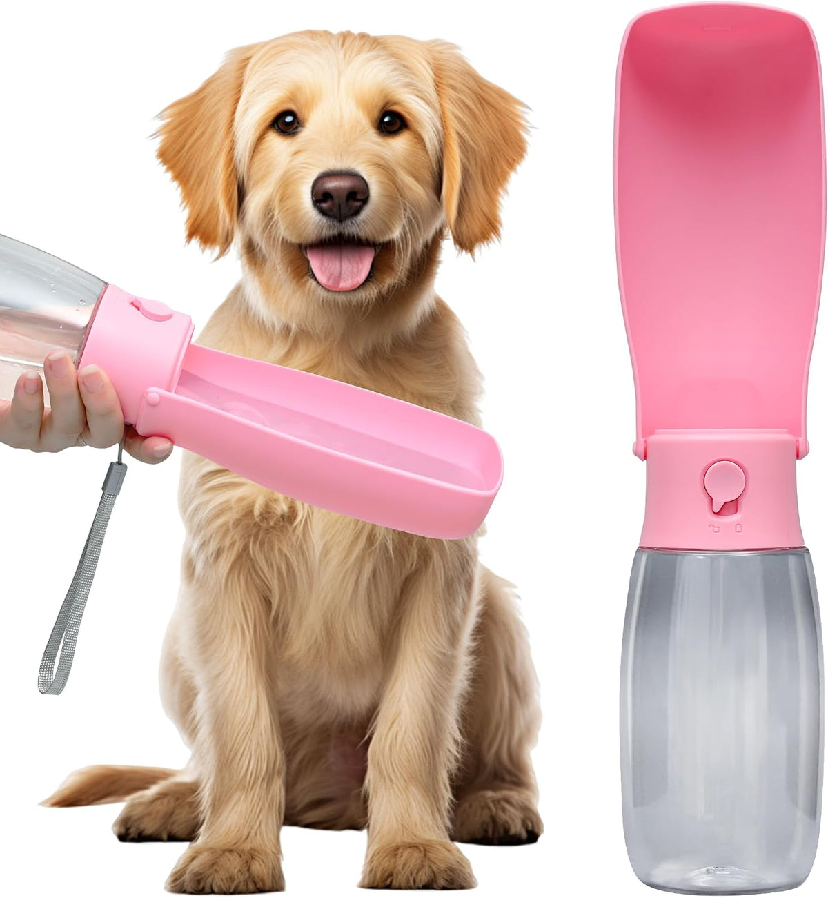 Dog Water Bottle, Travel Puppy Water Bowl, Leak Proof Portable Puppy Water Dispenser, Foldable Dog Water Bottle for for Pets Outdoor Walking, Hiking, Travel, Food Grade Plastic - 19oz Blue - Image 11