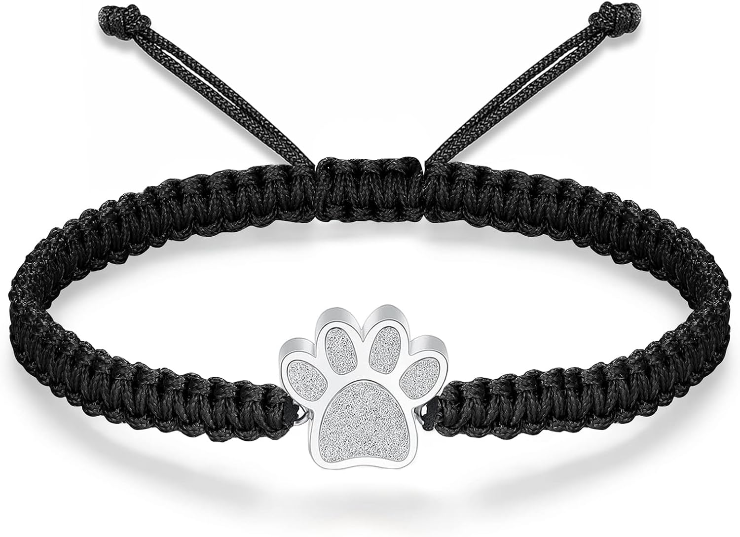 Hypoallergenic black braided rope cremation bracelet with secure screw top