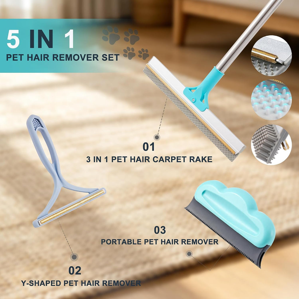 Demonstration of pet hair removal on fabric couch
