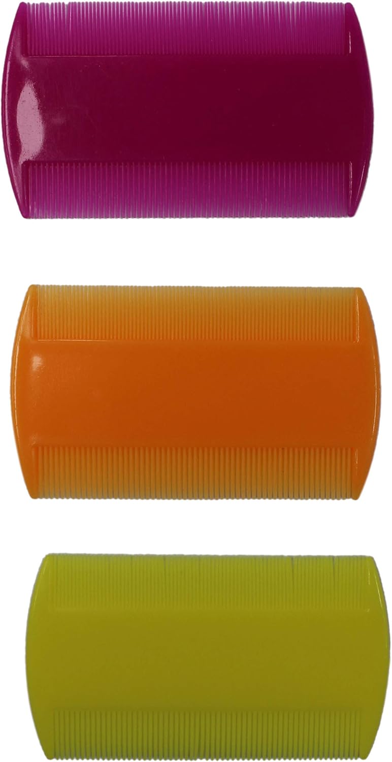 Top view of three pack flea and lice combs for pet hygiene