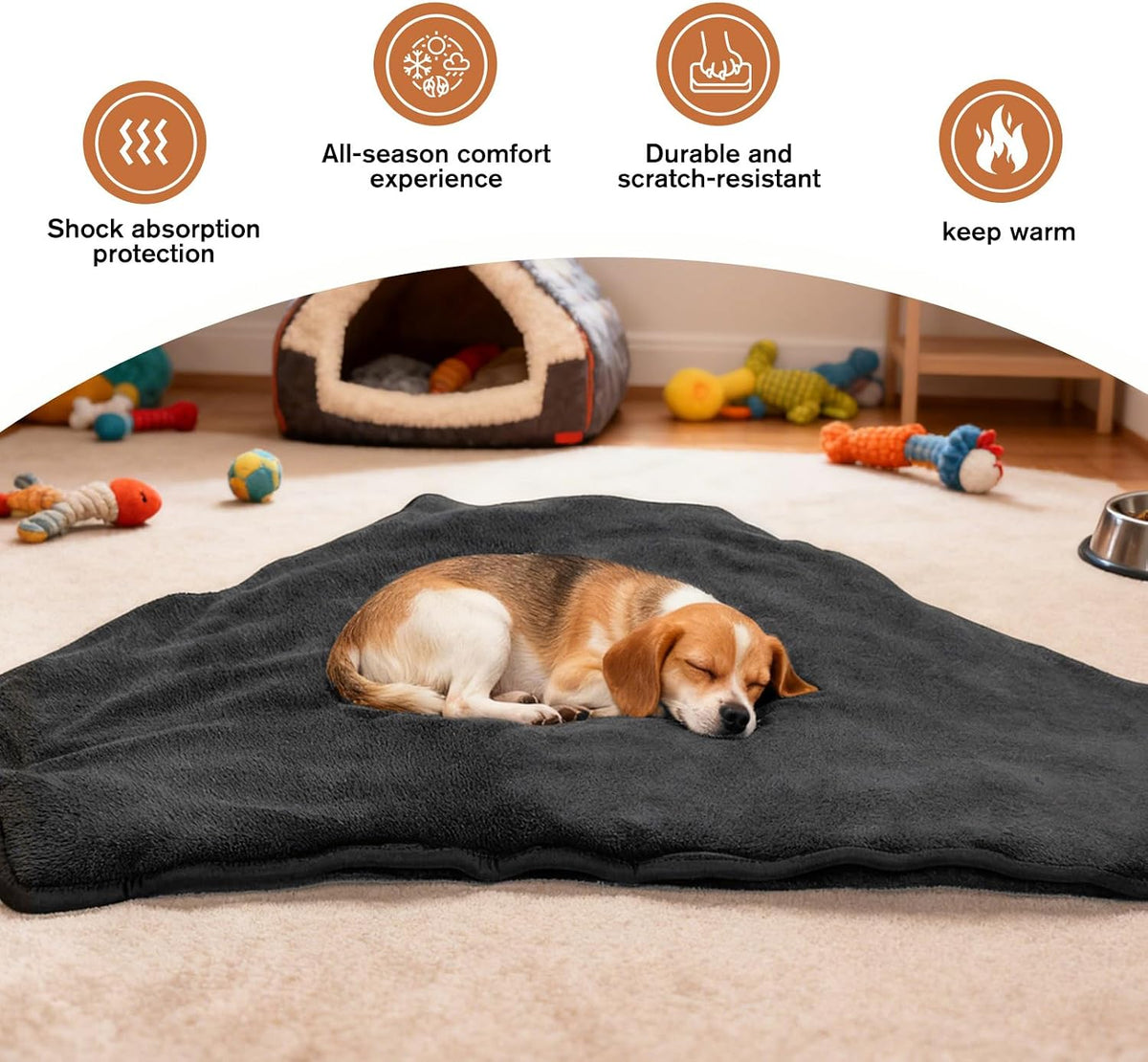 Top view of machine washable corner dog crate mattress