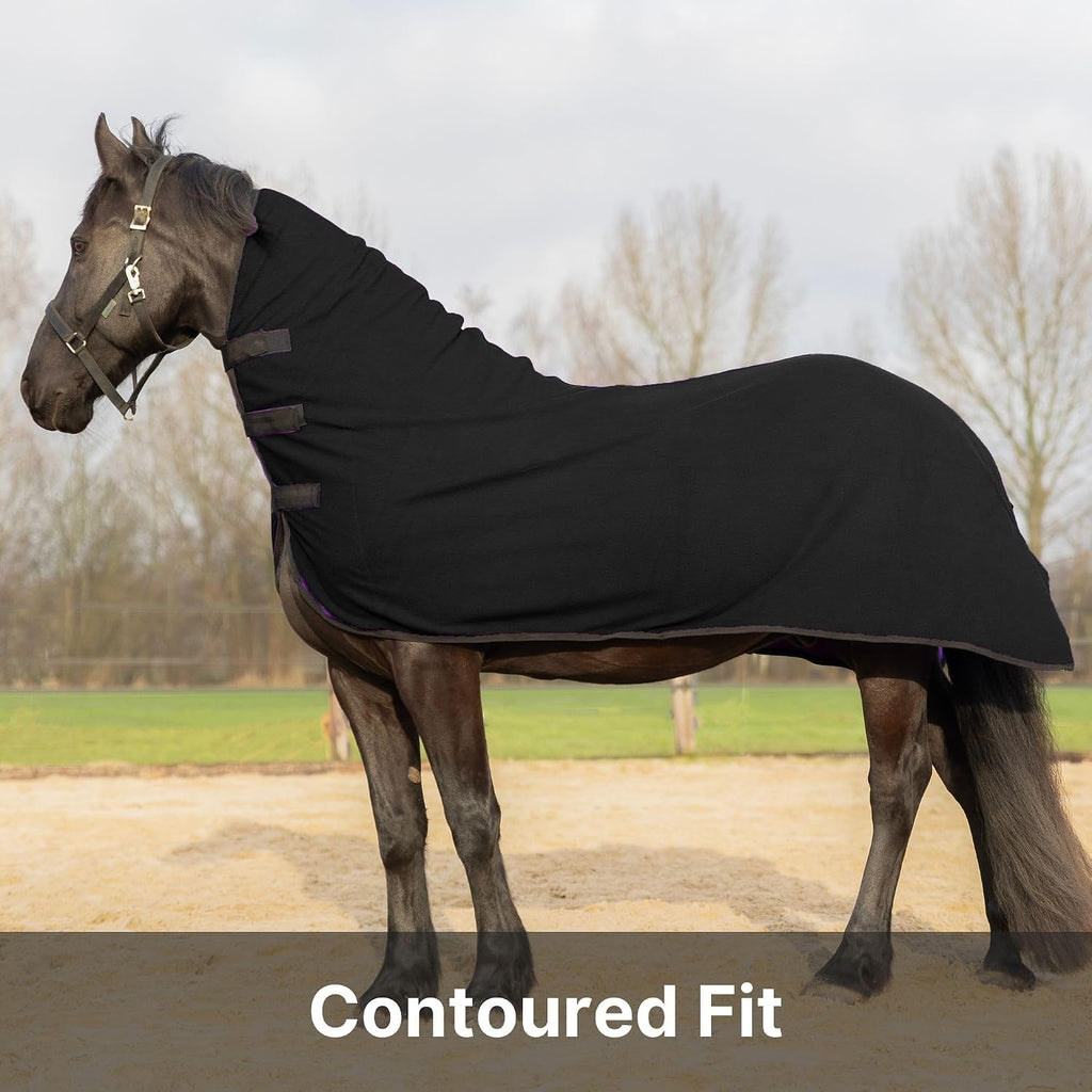 RESISTANCE anti sweat moisture wicking horse sheet showing three quick grip neck closures detail