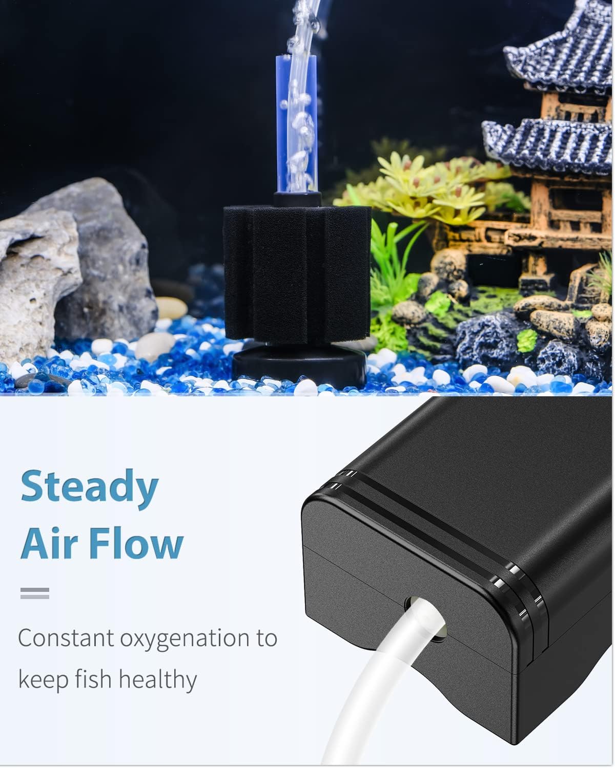 Close up of premium bio foam sponge filter trapping aquarium debris