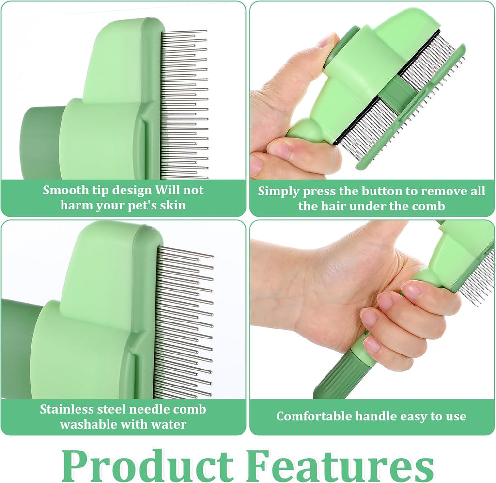 Side view of the premium durable non slip handle on the pet shedding comb.