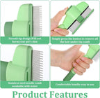 Side view of the premium durable non slip handle on the pet shedding comb.